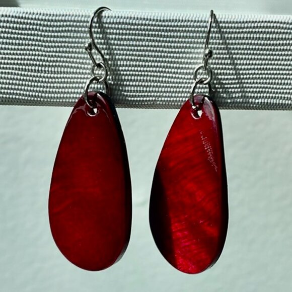 Elegant Dark Red Drop Earrings - Picture 5 of 6
